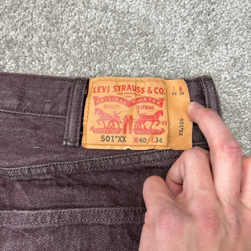 Levis 501 XX Button Fly Brown Straight Leg Jeans 40x34 (Fits 38x32)